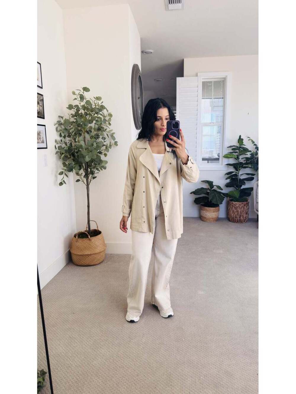 Love Tree Beige Linen Blend Asymmetric Snap Front Jacket Size S
